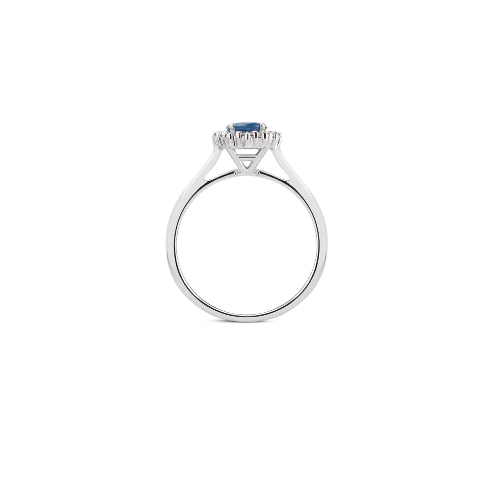 Anello in oro bianco con diamanti e Zaffiro blu