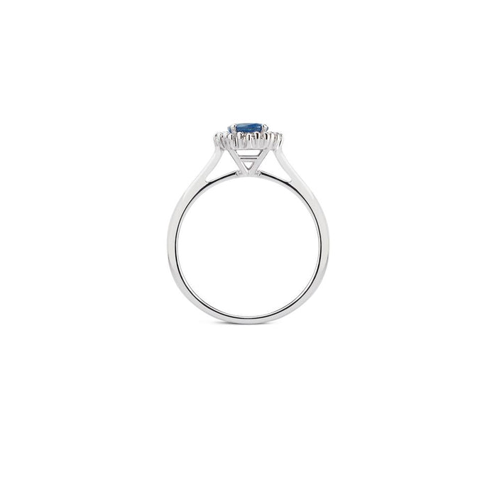 Anello in oro bianco con diamanti e Zaffiro blu